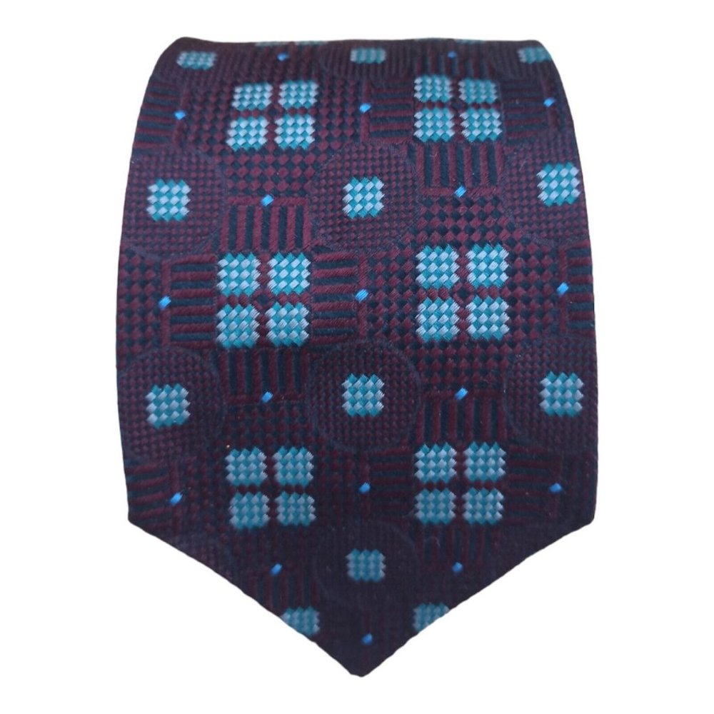 VITALIANO PANCALDI Burgundy Geometric Silk Tie ITALY 57"/ 3.2" EC
